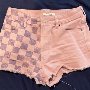 PacSun Pastel Checkered Jean Shorts